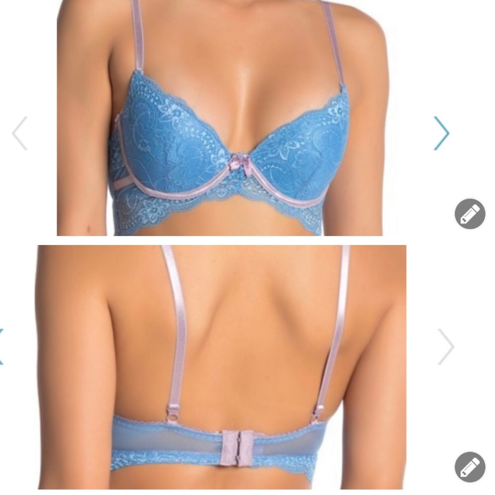 Secret Lace underwire bra blue lace w/Violet 34D NWT Price is Firm